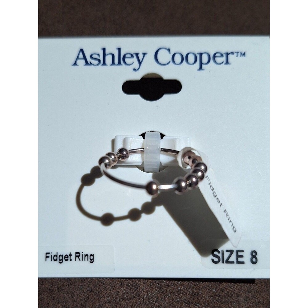 Ashley Cooper Silver Beaded Spinner Ring Size 8